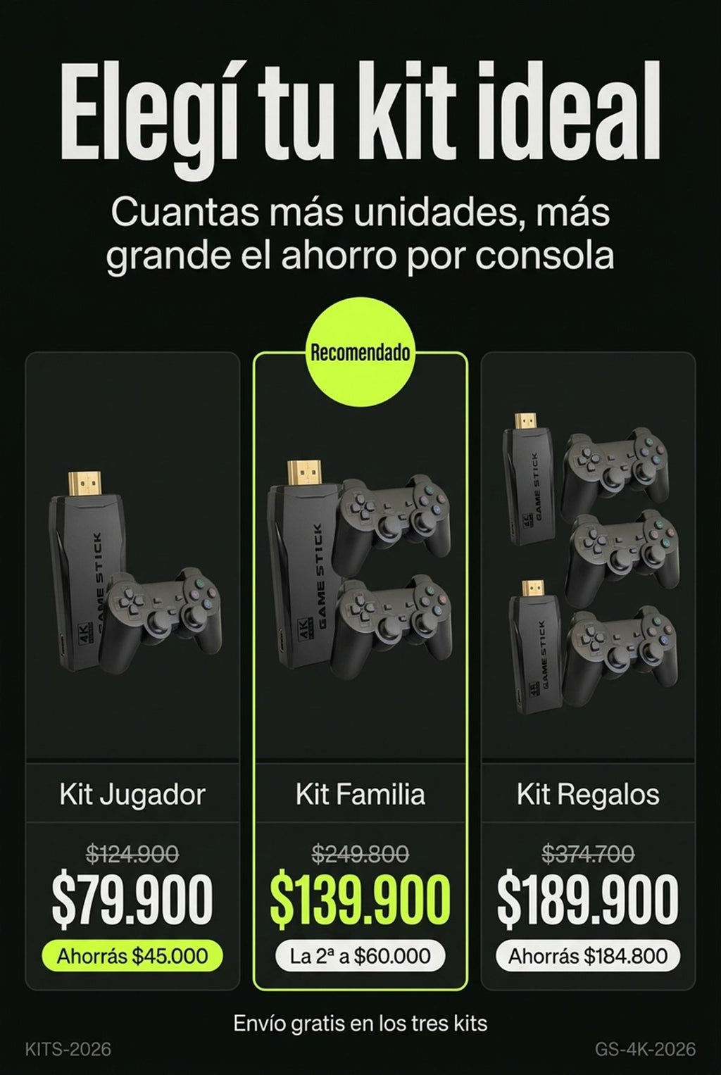 Kits disponibles del Game Stick Lite 4K con envío gratis
