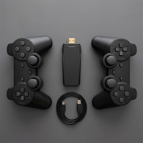 Contenido de la caja: consola, dos controles inalámbricos y cable
